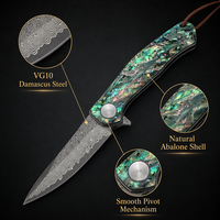 Couteau pliant tactique de survie en acier Damas avec manche en coquille, idéal pour le camping et les activités de plein air, vente en gros OEM
