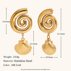 ML fábrica al <span class=keywords><strong>por</strong></span> <span class=keywords><strong>mayor</strong></span> accesorios elegantes <span class=keywords><strong>de</strong></span> acero inoxidable chapado en <span class=keywords><strong>oro</strong></span> <span class=keywords><strong>de</strong></span> <span class=keywords><strong>18</strong></span> quilates pendientes océano joyería <span class=keywords><strong>de</strong></span> moda - Product Image 2