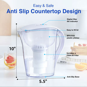 Carafe filtrante à <span class=keywords><strong>eau</strong></span> manuelle en plastique de 3,5 L, filtres en charbon actif PPF, protection contre les métaux lourds, filtre écologique léger - Product Image 2