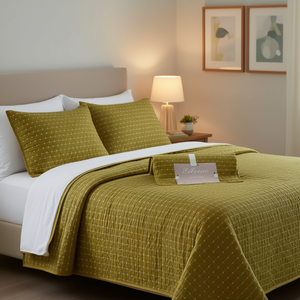 Juego de Edredón Bordado Elleine, Tamaño King, 240x280 cm, Patrón Cruzado, Microfibra, 3 Piezas, Ropa de Cama para Toda Temporada - Product Image 2