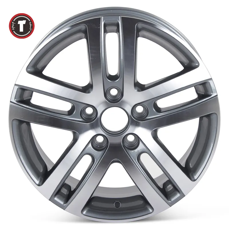 TipTop XX165 Jante en alliage OEM 16 pouces CB57.1 50mm Offset 5x112 16x6.5J Jante avec face de machine grise adaptée pour Polo Bora