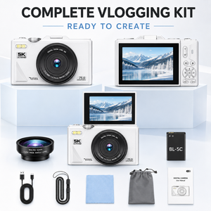 <span class=keywords><strong>Appareil</strong></span> <span class=keywords><strong>photo</strong></span> numérique avec capteur CMOS 75MP 4K, zoom optique 12x, double objectif télescopique, WiFi, autofocus, écran 2-3 pouces, image électronique - Product Image 2