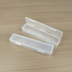 Rectangular Plastic Storage Box 22.3x4.8x3.1cm Transparent Covered Office Organizer Hardware Tool Box Pen Case - Product Image 1