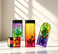 Bocaux de conservation carrés en verre hermétiques de plusieurs tailles, anti-odeur, pour comprimés, vitamines, bonbons, huiles, épices