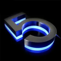 Enseigne lumineuse LED 3D GFace à changement de couleur RGB dynamique, lettres rétroéclairées, bandes LED étanches, lettres lumineuses halo pour voiture de nuit