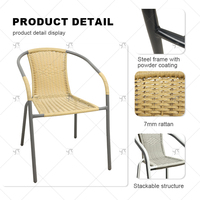 Chaise empilable de loisirs de plein air moderne avec design en rotin tabouret arrière en fer unique pour cour conférence balcon usage domestique