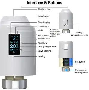 Ультра-маломощный ooled экран ZigBee Tuya еженедельное Программирование умный термостатический радиаторный клапан