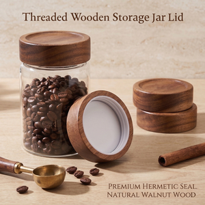 Tapa de madera de nogal roscada WeWood de Vietnam, tapa hermética para tarro, tapa natural para recipiente de alimentos, logotipo personalizado de fábrica - Product Image 1
