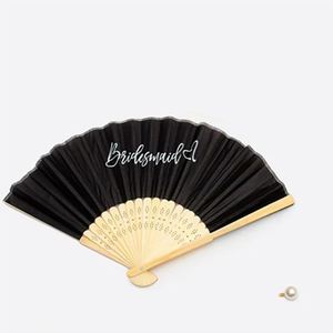 Customizable Bamboo Wedding Bridesmaid Fan <b>White</b> Black 20x34cm Party Photo Prop Ceremony Fan - Product Image 3