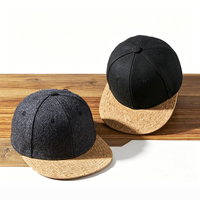 Casquette de baseball structurée vintage pour homme en mélange de laine à 6 panneaux avec logo brodé personnalisé et visière plate en liège
