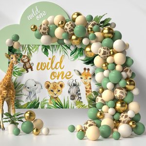 Arche de ballons sur le thème de la <span class=keywords><strong>jungle</strong></span> Safari Girafe Grain Abricot Or Blanc Sable Ballons pour Baby Shower 1er <span class=keywords><strong>anniversaire</strong></span> de garçon <span class=keywords><strong>Décoration</strong></span> de fête - Product Image 1