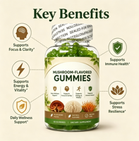 Tropische Kokos Honing Gember Cacao Matcha Gemengde Smaken Fruit & Paddenstoel Gummies