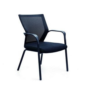 Chaise de bureau ergonomique moderne SitZone à dossier mi-haut, à <span class=keywords><strong>quatre</strong></span> pieds, en maille et mousse, avec accoudoirs réglables et base en plastique - Product Image 2