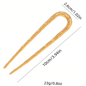 Dames Goud Eenvoudige Mode Grote 14Cm U-Vormige Metalen Haarspeld Nieuwe Groothandel Legering Haarvorken - Product Image 4