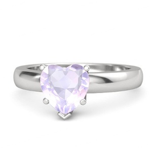 Parures de bijoux fins en argent sterling 925 pour femmes, forme de cœur en quartz rose, bague de fiançailles - Product Image 1
