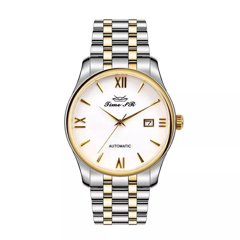Fashion Winner 2022 Fashion Band Stainless Steel Skeleton Mechanical Watch For Man Gold Mechanical Wrist Watch Luxury Brand