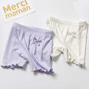 Pantalones cortos de seguridad elásticos sin costuras para mujer, con ribetes acanalados, a rayas, de color liso y dobladillo con volantes, tipo bóxer - Product Image 3