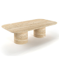 Table centrale à deux jambes de cylindre avec dessus de rayon