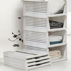 Organizzatore per Armadio Pieghevole a Singolo Livello DS2520, Cestino in Plastica Impilabile per Conservazione Vestiti, Scatola Pieghevole per Guardaroba - Product Image 1