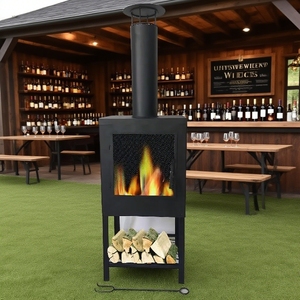 Large Capacity <strong>Outdoor</strong> Fire Pit <strong>Fireplace</strong> with Chimney - Product Image 1