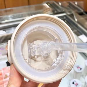 380毫升/580毫升兔耳可爱塑料水壶带吸管珍珠金属链带便携式儿童水壶 - Product Image 3