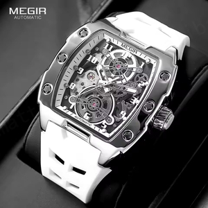 Hot Sale New MEGIR 8602G Men's Automatic Mechanical Watch <b>Waterproof</b> Luminous Tonneau Dial Rubber Strap Hollow Out <b>Wristwatch</b> - Product Image 1