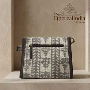 Handmade Rug Fabric Box Sling Bag Block Print Boho <b>Small</b> Shoulder Bag Rexine Vegan Leather <b>Purse</b> - Product Image 4