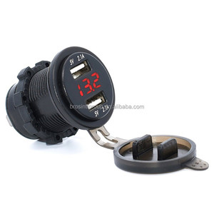 BROSintl 12V 24V Dual <b>USB</b> 5V 4.2A <b>USB</b> Charger <b>Socket</b> <b>with</b> Voltmeter for Car Bus Boat Marine RV - Product Image 2