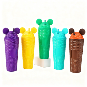 Tazza da viaggio da stadio in plastica a doppia parete con coperchio in paglia per bambini e ritorno a scuola - Product Image 6
