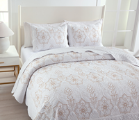 Boryard putih bordir kualitas baik indah elegan pola Polyester Queen King 3 buah Set seprai