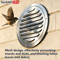 Grille de ventilation murale ronde en acier inoxydable, étanche, avec grille de ventilation plate et maille de protection