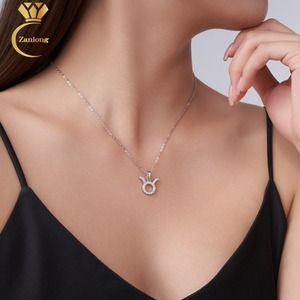 Collana con 12 Segni Zodiacali, Regalo per Donne, Accessori Toro, Gioielli Raffinati, Moissanite, Argento Sterling 925, Collana con Ciondolo in Pietra Preziosa - Product Image 3