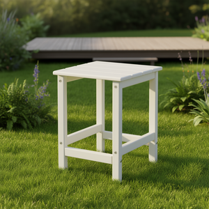 Table d'appoint carrée blanche en Hdpe, 36x36x47cm, meubles d'extérieur résistants aux intempéries, pour cuisine, salon, design minimaliste - Product Image 2