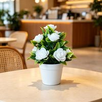 Rose artificielle réaliste en mousse faite à la main, mini bonsaï en pot, pour la décoration intérieure des chambres d'hôtel, des cafés et des tables basses.