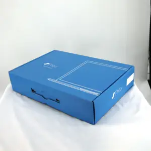 定制标志印刷豪华瓦楞电子长笛盒笔记本电脑包装蓝色邮筒瓦楞纸箱带手柄