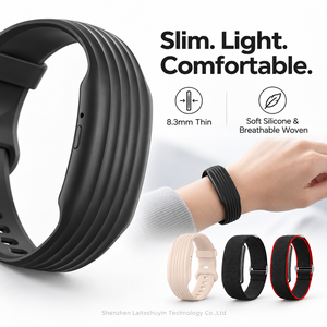 Bracelet intelligent léger HT51 sans écran, autonomie de 10 à 20 jours, bracelet en silicone tressé, suivi de bien-être pour usage quotidien - Product Image 1