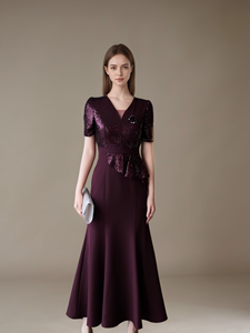 فستان سهرة طويل أنيق بالترتر للنساء بمقاسات كبيرة L-6XL لحفلات الزفاف الرسمية والضيوف ووالدة العروس - Product Image 2