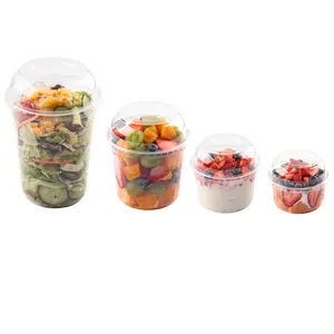 Aangepaste 8Oz 12Oz 16Oz 24Oz 32Oz Wegwerp Yoghurt Fruit Cup Salade Cup Transparant Plastic Ijs Dessertbeker Deksels