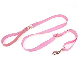 Produsen Oem Odm kustom kualitas tinggi dapat disesuaikan desainer mewah kulit Vegan anyaman nilon tali kekang anjing merah muda - Product Image 5