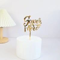 Camilla Neues Design Happy Father's Day Bester Papa der Welt Gold Schwarz Acryl Quadratischer Cake Topper für Cupcakes & Eiscreme