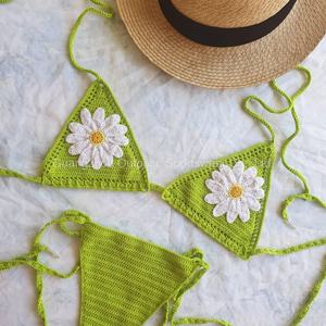 Traje de Baño de Dos Piezas OUTPACE Hecho a Mano en Spandex/Nylon, Bikini de Crochet de Color Sólido para Mujer, Talla Grande, en Oferta - Product Image 1