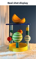 Étagère pour chat de haute qualité, gain de place, motif ciel étoilé, avec poteau à gratter en sisal, en polaire Teddy douce et moelleuse, tour pour chaton, lit pour chat
