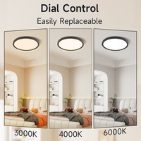Plafonnier LED rond moderne ultra-fin blanc et noir à CCT variable pour maison et bureau
