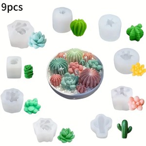 Juego de 9 Moldes de Silicona para Suculentas, Hechos a Mano, sin Humo, para Velas Aromáticas, Decoración del <span class=keywords><strong>Hogar</strong></span> y Plantas, Manualidades de Resina DIY - Product Image 2