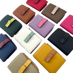 กระเป๋าสตางค์หนังแท้แบบสั้น ปิดด้วยซิป มินิมอล ใช้ได้ทุกวัน ป้องกัน RFID มีหลายสีให้เลือก - Product Image 1