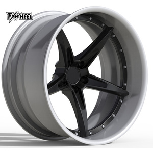 Rines <span class=keywords><strong>de</strong></span> Aleación Forjados Personalizados <span class=keywords><strong>de</strong></span> Dos Piezas, Cóncavos Profundos, Blancos Brillantes y Negros, <span class=keywords><strong>de</strong></span> 17-26 Pulgadas, 5x112 5x114.3, Compatibles con Autos <span class=keywords><strong>de</strong></span> Pasajeros Universales - Product Image 4