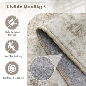 Area <strong>Rug</strong> 8x10 Washable Non-Slip Soft Low Pile Vintage <strong>Boho</strong> Medallion Distressed Retro Indoor <strong>Rug</strong> (Taupe 8'x10') - Product Image 6
