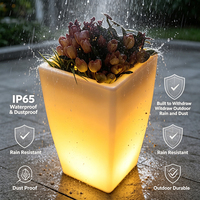Jardinera LED Cuadrada Decorativa de 50cm, IP65, Recargable, Regulable, Impermeable, para Jardín, Patio, Interior/Exterior