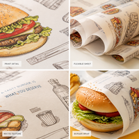 Papier d'emballage pour hamburger imprimé sur mesure, papier d'emballage alimentaire pour restaurant, papier d'emballage pour sandwich à emporter