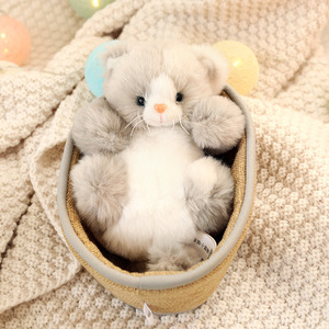 Cute Animal little <span class=keywords><strong>cat</strong></span> peluche bambole farcite giocattoli vividi con culla regali delicati per bambini - Product Image 3